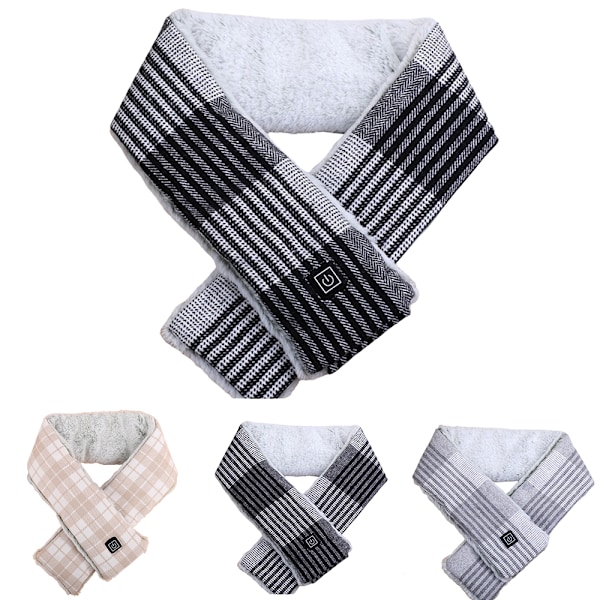 Uppvärmd Halsduk, Halsvärmare, Elektrisk Sjal, USB-Infraröd Värme Gray and white grid Gray and white grid