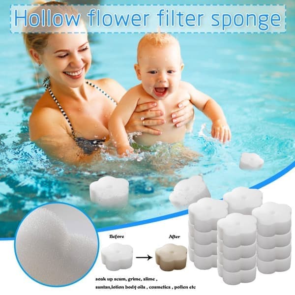 Absorbing Sponge, Pool Cleaning, 16-pack White