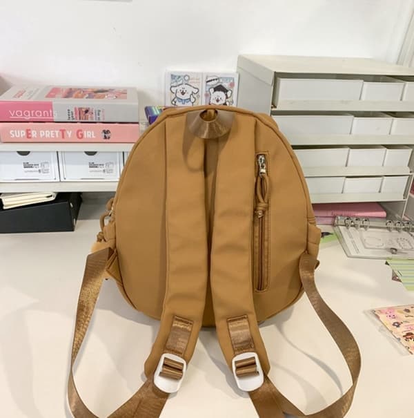Backpack, 15L Holds laptop in compartment, With Capybara pendant, Brown