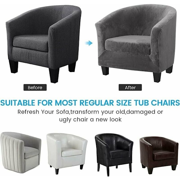 2 stycken tubstolsskydd, uppgraderad 2-i-1-design stretch sammet fåtölj sofföverdrag med dynöverdrag, halkfria clubhinkstolar soffa