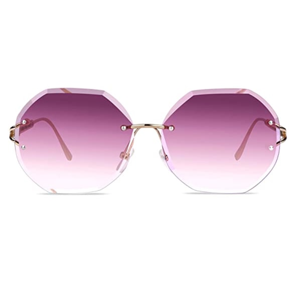 Överdimensionerade båglösa solglasögon för kvinnor Trendiga geometriska diamantskärningsgradientlins UV-skydd nyanser gradient grå