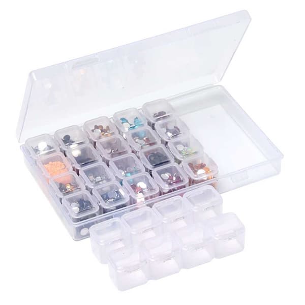 28 rum opbevaringsboks diamantmaling små opbevaring perler transparent
