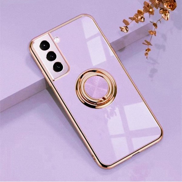 Samsung Galaxy S21 Plus -Lyxigt Stilrent skal med ring ställ-funktion Guld Purple one size Purple Purple