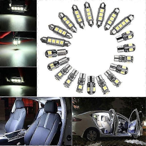 20 pcs Car LED Lights Interior Kit Dome Trunk Door Plate Light Super Bright Canbus Error Free Interior Lamp for 5 Series E39 M5 Map 1997-2003 black