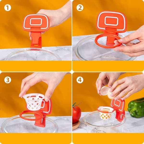 Egg Yolk Protein Separator Basket Rack Raw Egg Separator Plastic Kitchen Utensil Suitable for Kitchen Bakery Camping Baking (Orange Red)