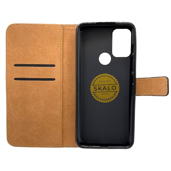SKALO Moto G30 / Moto G20 Plånboksfodral Äkta Skinn - Fler färger Vit Vit