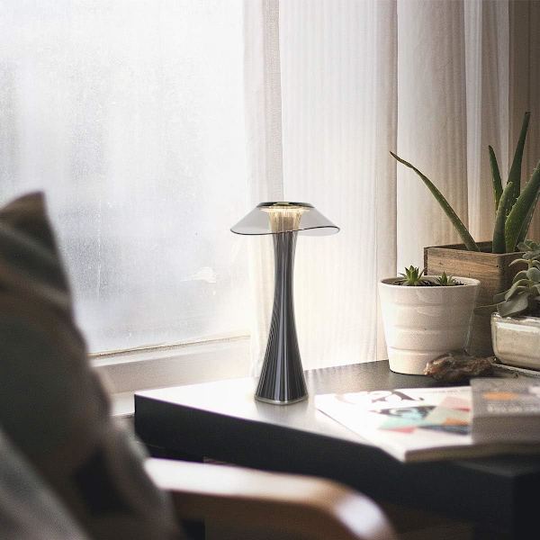 Uppladdningsbar designerbordslampa touch-känslig LED-bordslampa - Dimbar Titanium USB-sängbordslampa 3W sladdlös skrivbordslampa med batteri och skärm för