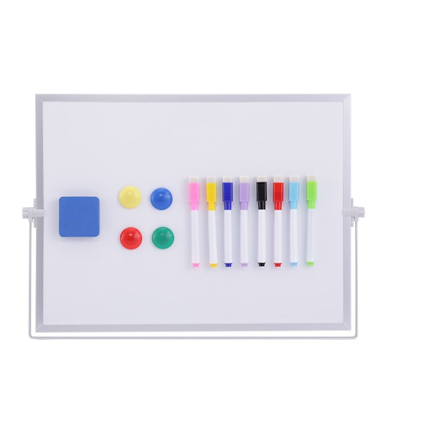 Torr tavla whiteboard, 16 tum x 12 tum stor magnetisk skrivbords whiteboard med stativ, 10 markörer, 4 magneter,