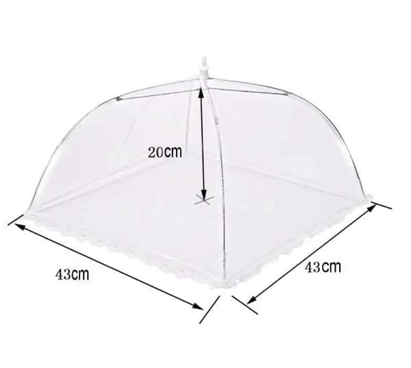 4-pack Pop-up Matparaply i Nät – Vikbart Insektsnät för Utomhusmåltider, 43×43 cm, Vit-FF-