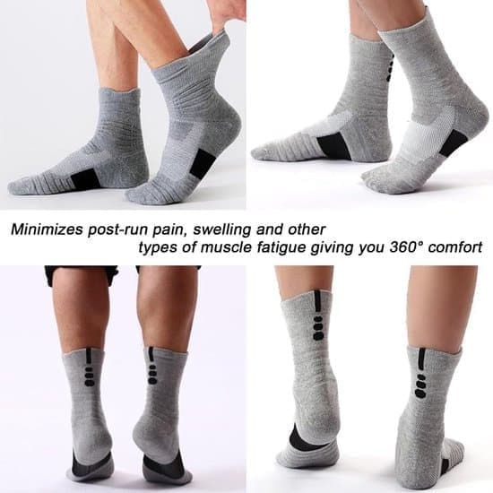 Basketball Socks (6 Pairs) - Suitable for Men Hiking Outdoors - Breathable and Cushioned - Comfortable for Multi-Day Use