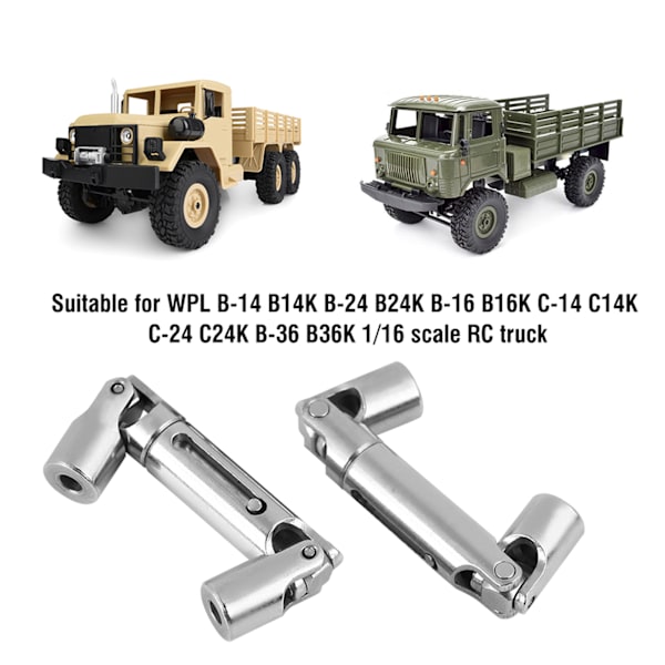 2 st uppgraderade tillbehör i metall för drivaxel till WPL 1/16 skala RC militär lastbil