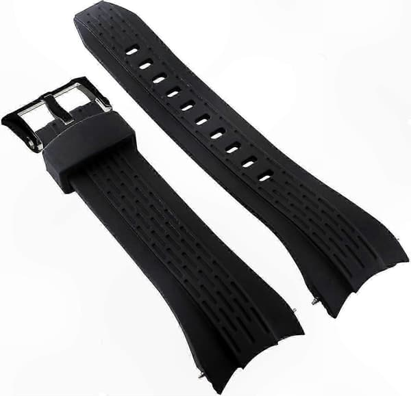 Black PVD Rubber Watch Strap, 26mm Width, Compatible with Seiko Velatura Kinetic 7T62 Ref: 6820