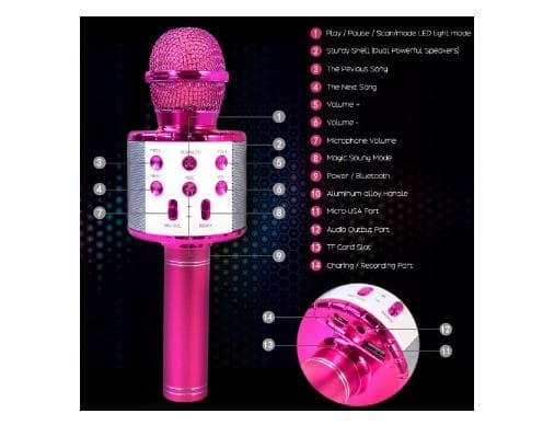 2023 Karaoke Bluetooth trådløs mikrofon, barn voksen mikrofon, 5 stemmeskiftere