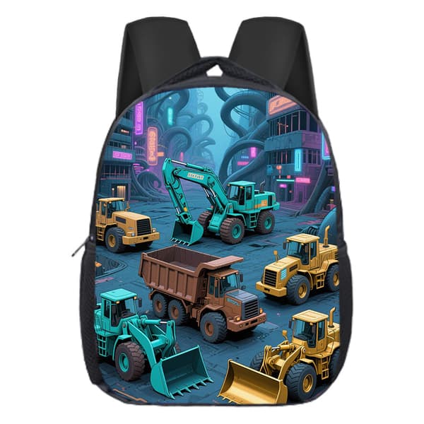 Excavator Preschool School Bag Kids Printed Backpack Shoulder Bag-3