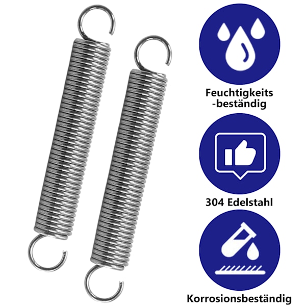Kompressionsfjäder i rostfritt stål med krok, 2 stycken med krok, förlängd tryckfjäder, fästtillbehör, dragfjäder med dubbel