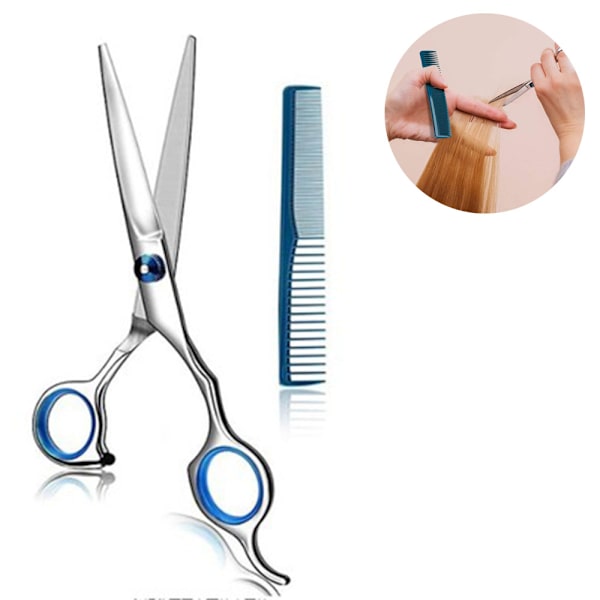 Rostfritt stål frisörsax frisörsax professionella salongsbarberare frisörsax, en kam ingår, hemmaanvändning för man kvinna