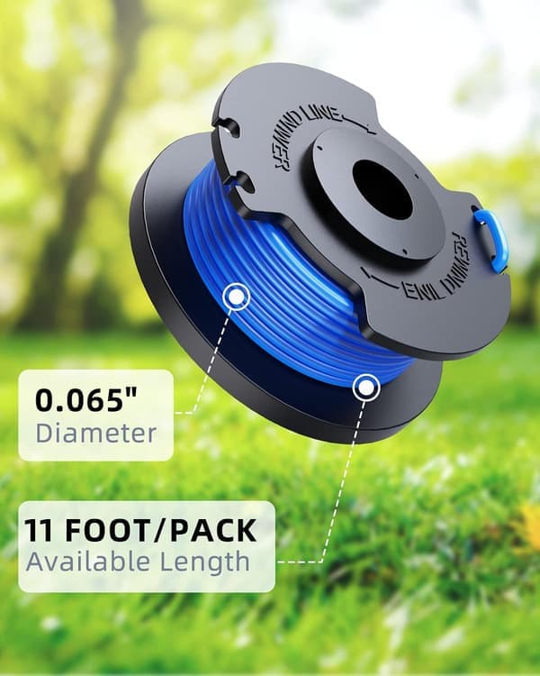 Tråd for gresstrimmer, erstatning kompatibel med Ryobi One+ AC14RL3A 0,065'' trimmertråd for Ryobi gresstrimmer (6 spoler + 1 deksel)