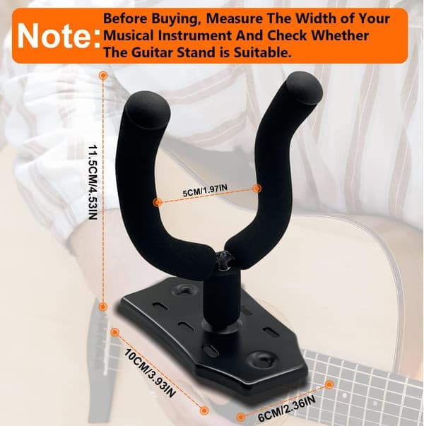 Gitarr Väggfäste Hängare 2-Pack, Metall Gitarrhängare med Skruvar, Gitarrfäste med Skyddande Svamp, Gitarrhållare Stativ Lämplig för Bas/Gitarr