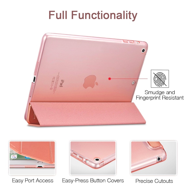 Smartfodral för iPad Air 2, Smartfodral genomskinligt frostat bakre magnetiskt fodral med automatisk sömn-/väckningsfunktion