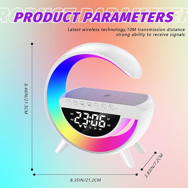 Multifunctional Bluetooth Speaker LED Bedside Lamp Night Light for Deep Sleepers Ultra-fine Bedroom Decor (White) L