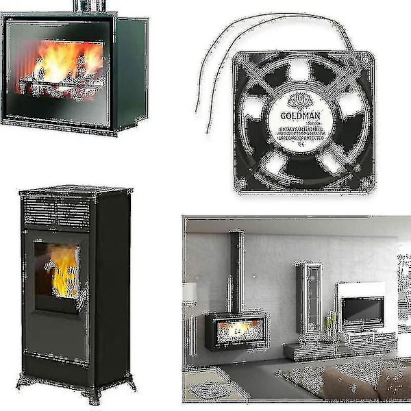 Högtemperatur Axialfläkt för Eldstad - Insättbar, Metallblad, Tyst, Universal (120 X 120 X 38mm)
