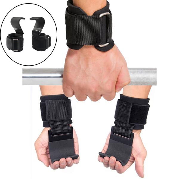 Fitness Weightlifting Hooks 2pcs - Adjustable Wrist Support and Powerlifting Grip Straps C Hook 38cm