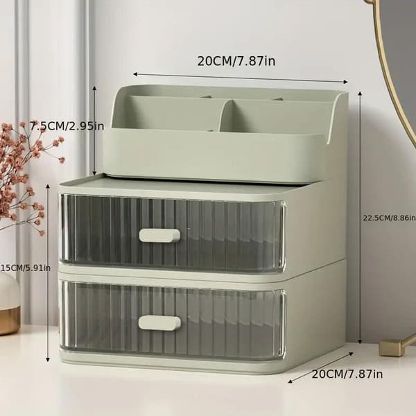 Storage Box with Drawers, for Office Supplies, Cosmetics, Multifunctional Desktop Holder, White