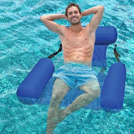 Oppustelig poolstol. Flydende oppustelig madras. Vandlig liggestol