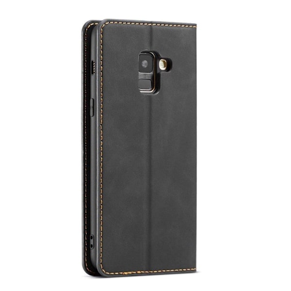 FORWENW Samsung Galaxy A8 (2018) plånboksfodral i läder - svart Svart