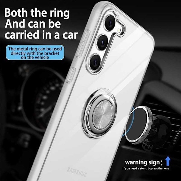 Samsung S23 Stöttåligt Mobilskal med Ringhållare Fresh Transparent