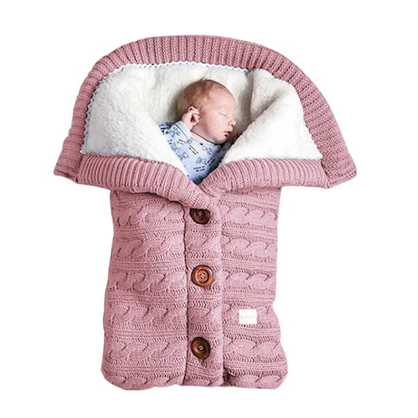 Babys vintersovsäckar, tjock varm barnvagnsfilt i stickat, stickad inbakningssjal, barnvagnssovsäck för 0-24 månader, babybarnvagnsskyddet för