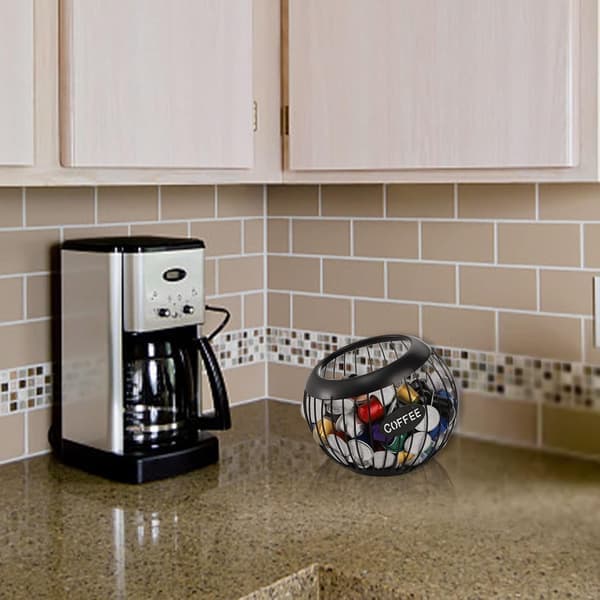 Coffee Pod Holder, Wrought Iron Fruit Baskets, Large Capacity Metal Holder for K-Cups, Storage Bins and Countertop Storage.