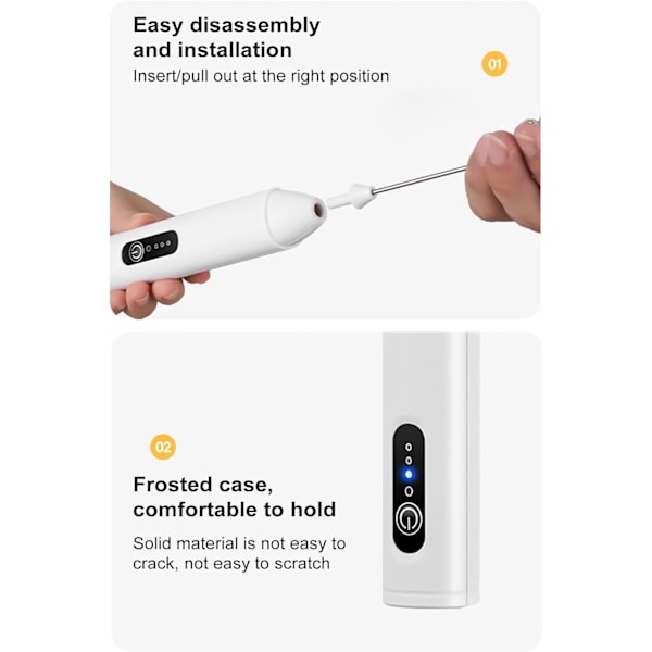 Tre-växlad skummaskin mixer med intelligent hastighetsjustering Elektrisk mjölkskummare Typ C Laddningsbar Handhållen Vit