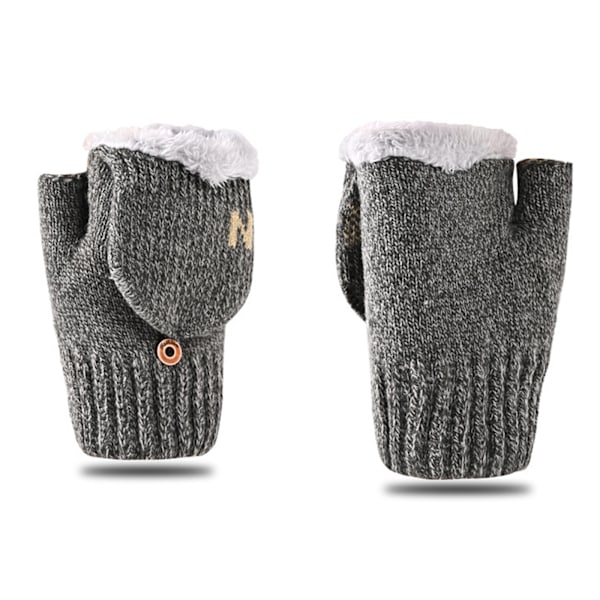 Varma Vantar Stickade Flip Omvandlingsbara Fingerlösa Varma Polar Fleece Vantar