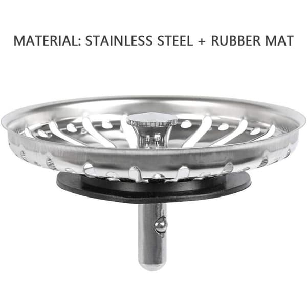 2 stk. vaskesilpropp, kjøkken-/baderomssil, 84 mm diameter med kuleendeplugg i rustfritt stål