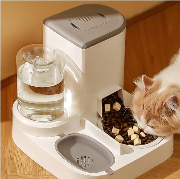 Automatisk Foder- og Vanddispenser 2 i 1 Automatisk 2,2L Foder Keramisk Beholder 1L Vandbeholder til Hunde Katte Små og Mellemstore Kæledyr