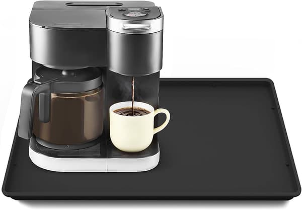 Silicone Coffee Mat with Edge, Heavy Duty Coffee Machine Mat, Coffee Table Mat that can be Placed Under the Coffee Machine, Espresso Accessories.