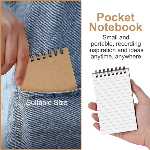 Pocket Notebooks Set of 12, Office Style Mini Notebook, Small Pocket-Sized Notepad, College, Work or School.