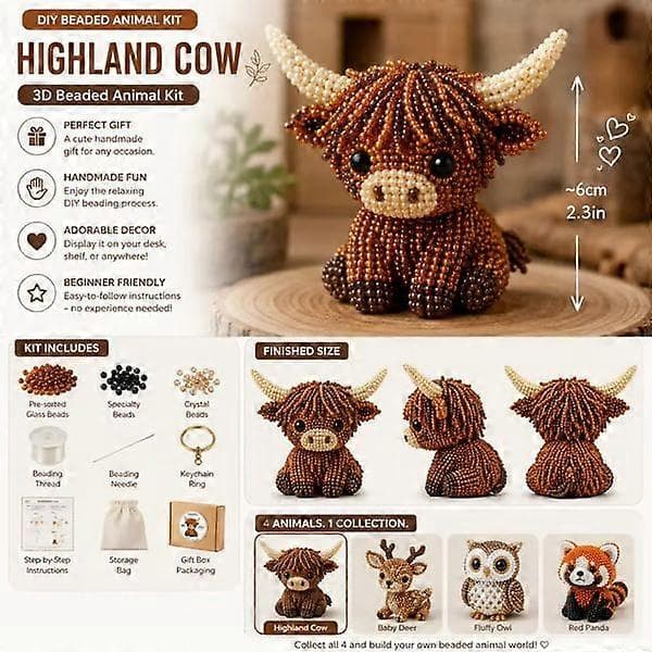 4-piece 3D Beaded Bird DIY Kit, Handmade Animal Craft Set with All Materials and Instructions, Beginner-Friendly Small Bird Bead Art Kit, Fun and A A 1pcs