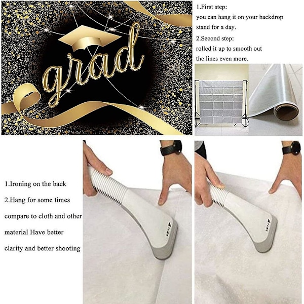 Examen 2021 Bakgrund för Examen, Bachelorhatt Band Guld Glitter Examen Fest Fotobakgrund Grattis Examen Event Fotostudio Rekvisita Bann