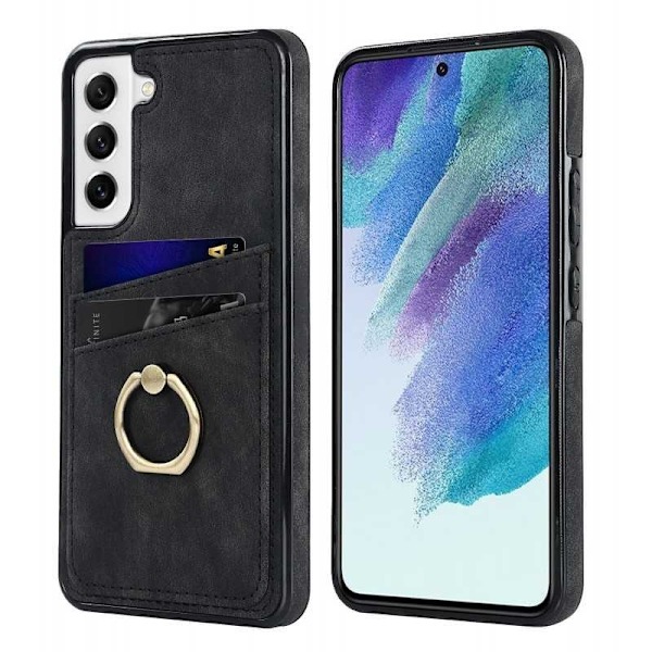 Samsung S21 FE Mobilskal med Korthållare Retro V4 Svart Svart