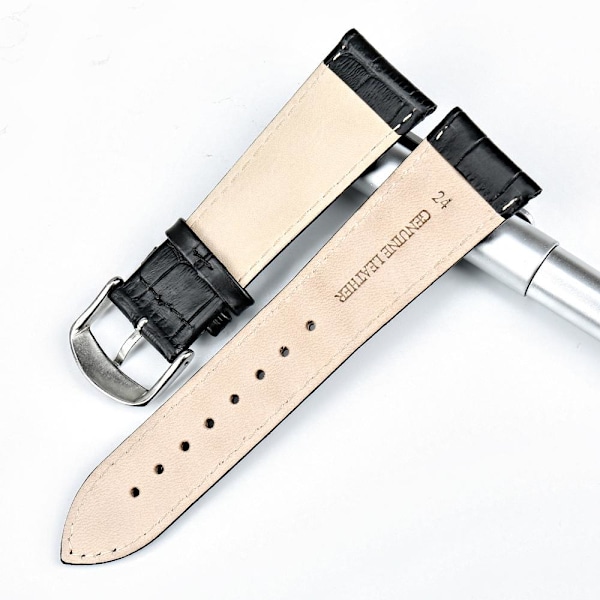 Stilsäkert Vintage-Design Klockarmband i PU-Läder Svart 22mm Svart 22mm