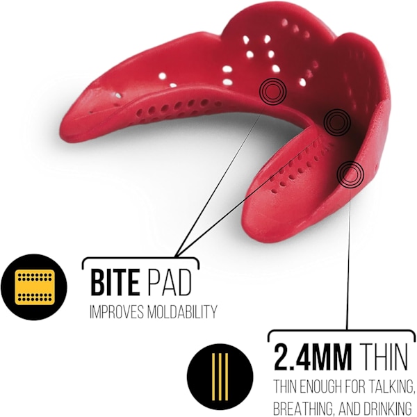 Sports Mouth Guard, Max 2.4mm Mouthguard för Fotboll, Hockey, Lacrosse, Boxning, Custom Fit för Ungdomar/Vuxna
