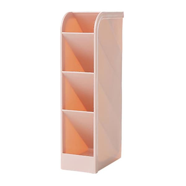 Plastic Table Storage Box Desk Office Supplies Organizer Case Decor Four-Layer (Pink)
