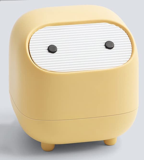 Desktop Container with Lid Mini Trash Can Ninja Dustbin Portable Waste Bin Pressing Type Garbage Can Household Cleaning Tool
