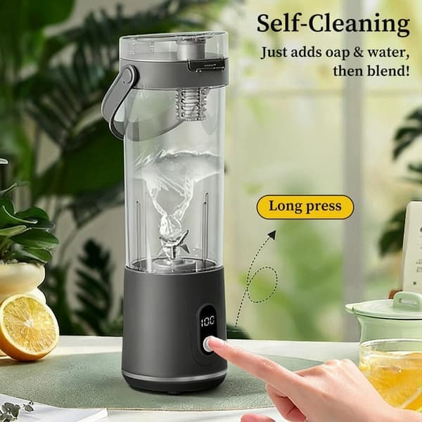 Portable Personal Blender - 600ml USB Rechargeable Smoothie & Shake Maker with 12 Blades | Mini Juicer, Small & Multifunctional