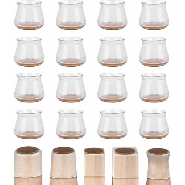 Set med 16 golvskydd för stolsben, möbeltassar för trägolv, silikon (18-25 mm).