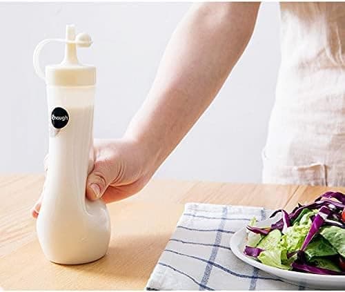 Set med 2 plastflaskor för sås, salladsdressing, kryddor, ketchup, honung, vinäger, senap, sylt, 355 ml