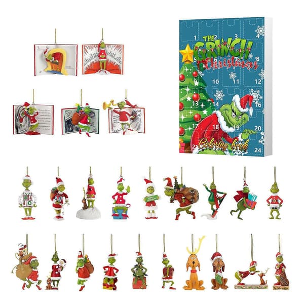 Julekalender blind boks nedtælling 24 dage kalender blind boks træ vedhæng Grinch blind boks