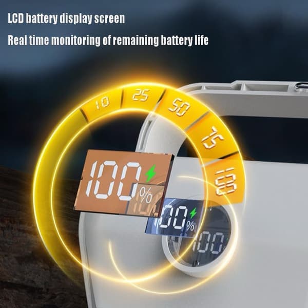 Solar Camping Lamp - 500m Range - 120m² Illumination - With Power Bank & LCD Screen - Waterproof (IPX5)